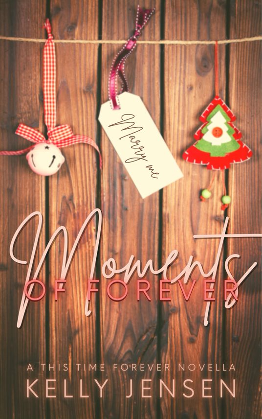 Handmade holiday decorations strung across a wooden door.